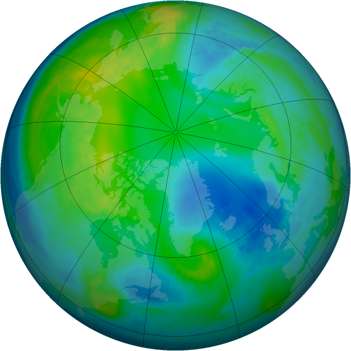 Arctic ozone map for 02 November 1988